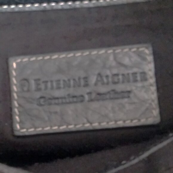 Etienne Aigner Roomy Black Pebbled Leather Shoulder Bag Vintage Western Look - Picture 9 of 11